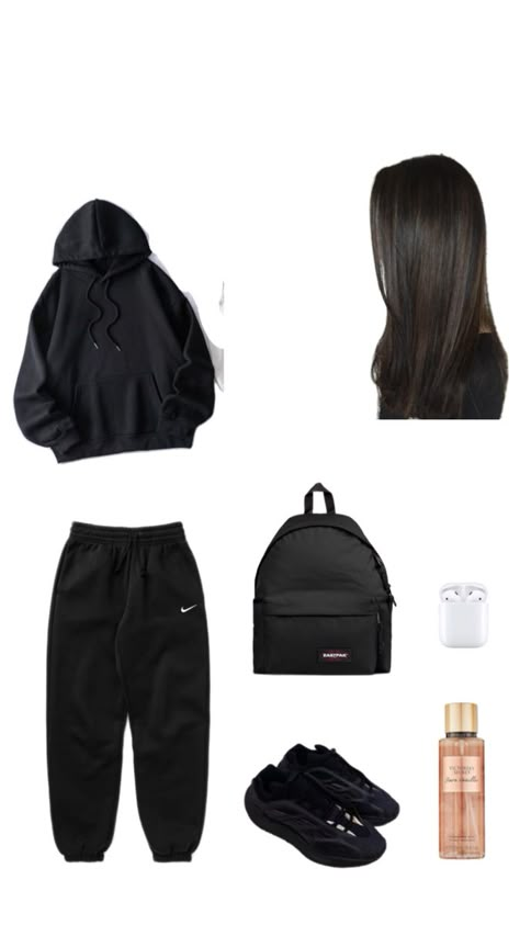 Outfit Inspo With Black Sweatpants, Fits With Black Sweatpants, Black Jogging Pants Outfit, Black Fit Ideas, Outfit Ideas With Joggers, Outfit Ideas Collage, Outfit Ideas Sweatpants, Jogger Fits, Black Sweatpants Outfit