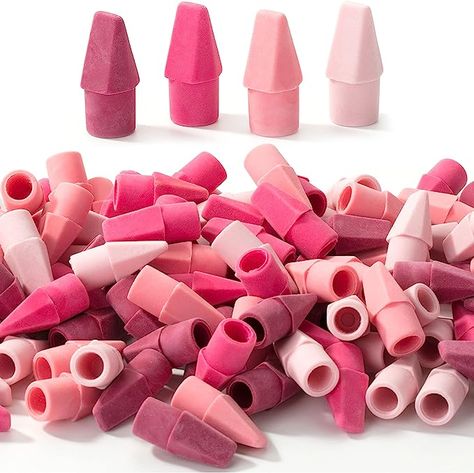 Package includes 120 pencil top erasers in 4 different pink shades. They can also be the protective cap for pens or pencils, prevent tips from breaking, and make clean corrections to office documents and homework.
Made of premium latex-free rubber to deliver precise, smudge-free corrections and fit over the end of most standard pencils Studying Supplies, Operation Shoebox, Eraser Pencil, Office Documents, Animal Erasers, School Supplies Shopping, Paper Mate, Pink Shades, Pencil Toppers