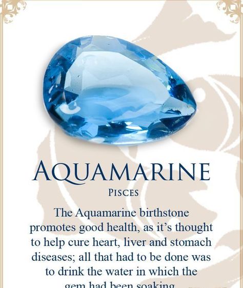 The Aquamarine Birthstone Zodiac Gemstones, Birth Stones Chart, Gemstones Chart, Aqua Gemstone, Crystal Healing Chart, Aquamarine Birthstone, Aquamarine Gem, Tattoos For Black Skin, Zodiac Stones