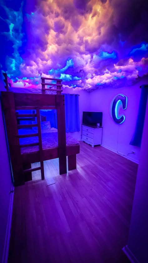 Diy Clouds Ceiling, Cloud Bedroom, Ceiling Lights Diy, Light Nursery, Cloud Ceiling, Cloud Lamp, Cloud Decoration, Led Lighting Bedroom, Diy Clouds