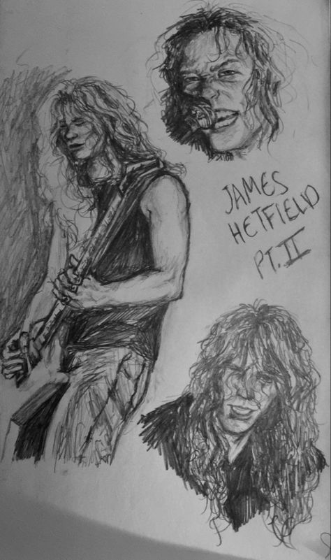 hes so fun to draw:) Metallica Art, Rock N Roll Art, James Hetfield, Gcse Art, Dope Art, Force Of Evil, Love Drawings, Art Tutorials Drawing, Art Sketchbook