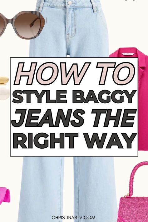 Find out How To Style Baggy Jeans like a fashion pro with our go-to outfit ideas. From casual tees to statement accessories, learn how to make these Women's Jeans the star of your wardrobe. Stay on-trend with Women's Fashion tips that will help you create stylish, comfortable, and modern looks with baggy jeans. Trendy Baggy Denim Jeans, Trendy Baggy Denim Blue Jeans, Casual Baggy Jeans Outfit, Women’s Baggy Jeans Outfit, How To Wear Baggy Jeans, Style Baggy Jeans, What To Wear With Baggy Jeans, Styling Baggy Jeans, Chic Baggy Full-length Jeans