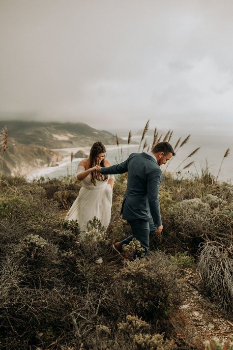 V & J eloped at Glen Oaks in Big Sur, California after a big rainstorm which made for awesome moody lighting, we had some sprinkles with big grey clouds and then the sun would peek through! Saying their vows under the tall redwoods, a picnic on the beach, and popping champagne on the cliffs above the Pacific Ocean it was a beautiful elopement. California Elopement Photography, Big Sur Elopement Photography, Big Sur Elopement Photographer, Wedding, Forest Elopement, Wedding, Glen Oaks Elopem Beautiful Elopement, Popping Champagne, Moody Lighting, Picnic On The Beach, Elopement California, Big Sur Elopement, Wedding Forest, Beautiful Vows, Forest Elopement