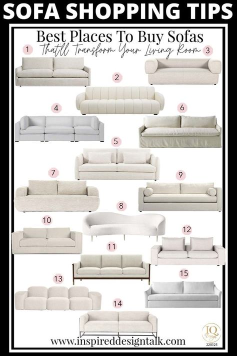 These are the best sofa shopping tips I have found. I was looking for the best places to buy a couch so this is perfect!! Best Modern Sofa, Must Société Sofa, Timeless Couches Sofas, Trending Sofa 2023, Best Sofa Colors, Living Room Couch Ideas Modern, Two Cushion Sofa, Firm Couch Sofas, Firm Sofa Living Rooms