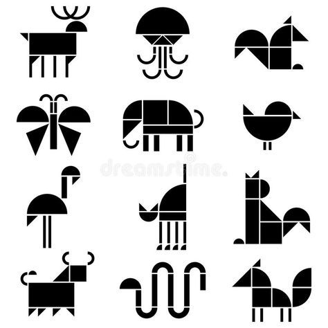 Black And White Animals, Alfabet Font, White Animals, Animal Icon, Grafic Design, Geometric Animals, Art Drawings For Kids, Line Art Drawings, Design Graphique