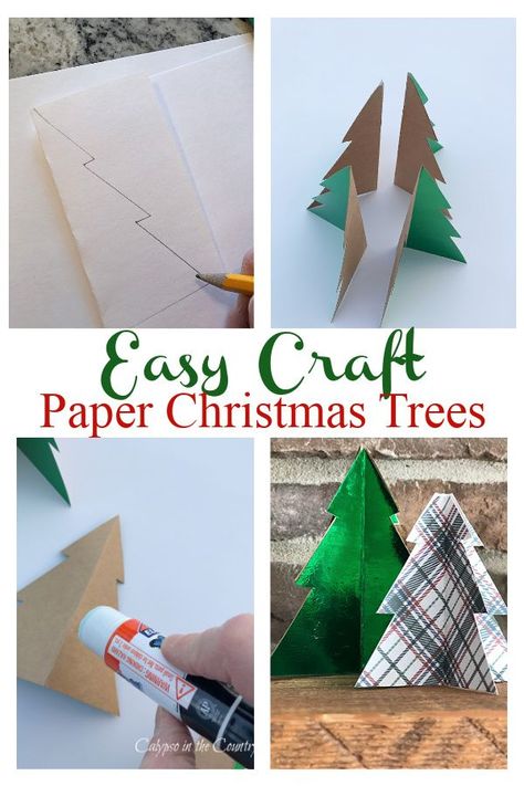 3d Christmas Trees From Paper, 3 D Paper Christmas Tree, 3d Paper Christmas Tree Diy, Diy Paper Trees Christmas, Diy Mini Christmas Trees Craft Ideas, Paper Christmas Trees Diy How To Make, Card Stock Crafts Diy, Paper Trees Diy, Paper Cone Christmas Trees