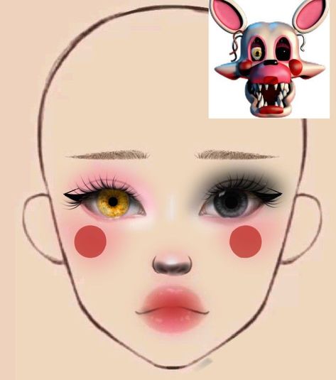 Maquillaje Mantel fnad Fnaf Inspired Makeup, Mangle Cosplay, Mangle Fnaf, Creepy Makeup, Anime Eye Makeup, Fnaf Cosplay, Movie Makeup, Makeup Drawing, Fnaf 2