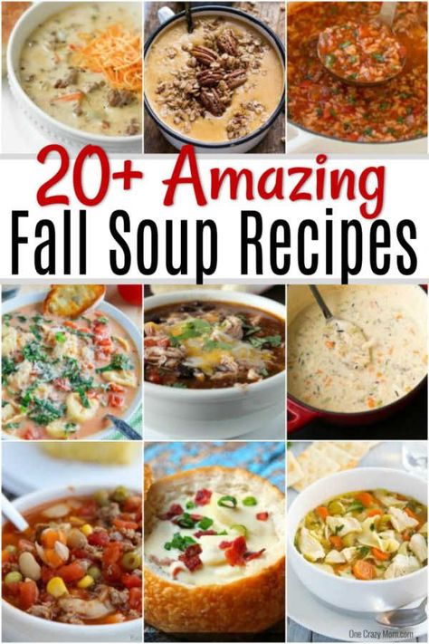 Here are 25 quick and easy fall soup recipes to make when the weather starts cooling down. These Fall Soups are sure to impress the entire family. Cosy Meals, Easy Fall Soup Recipes, Best Fall Soups, Autumn Meals, Soup Night, Yummy Bowl, Cozy Soups, Taco Chicken, Crockpot Soups