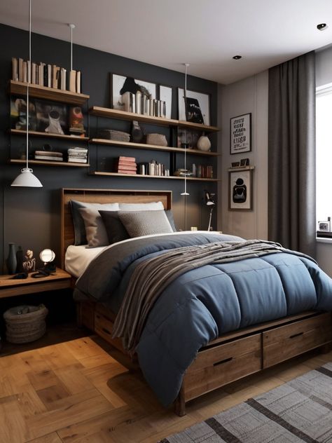 Boys Bedrooms Ideas Teenagers, College Boy Bedroom Ideas, Teen Boy Bedroom Colors Paint Ideas, Navy Teen Boy Bedroom, Boys Rooms Teenage, Grey Teenage Boys Room, Gray Teen Boy Bedroom, Youth Bedroom Ideas, Teenage Bedroom Ideas Boy