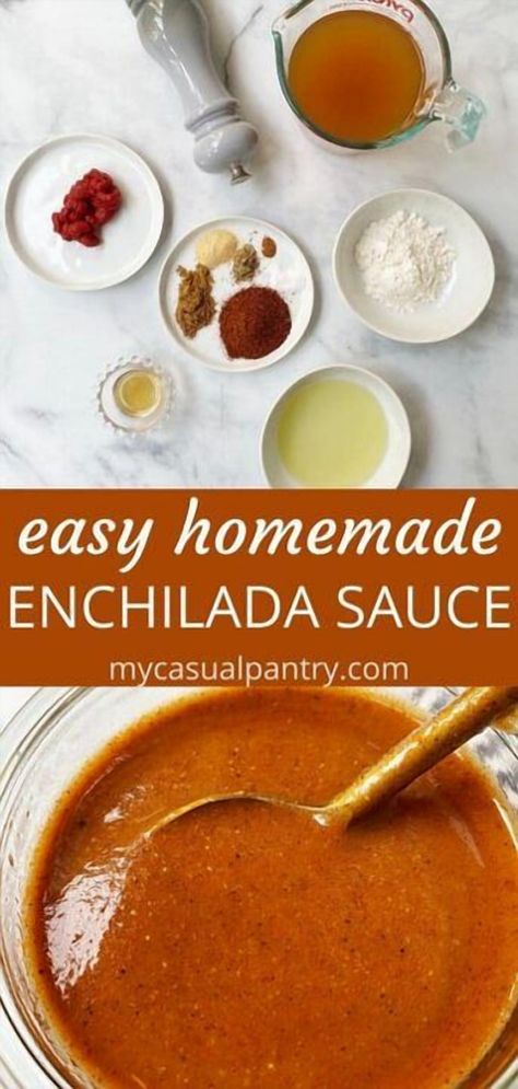 Transform your Mexican dishes with this easy homemade enchilada sauce recipe. Perfect for adding a burst of flavor to your meals, this sauce is crafted from simple ingredients you probably already have in your pantry. Say goodbye to store-bought versions and enjoy the rich, authentic taste of enchilada sauce made from scratch. Ideal for busy weeknights or weekend cooking adventures, this recipe will become a staple in your kitchen. Diy Enchilada Sauce, Enchiladas Sauce, Enchilada Sauce Recipe, Recipes With Enchilada Sauce, Homemade Enchilada Sauce, Homemade Enchiladas, Sauces And Dips, Sauces And Dressings, Enchilada Recipes