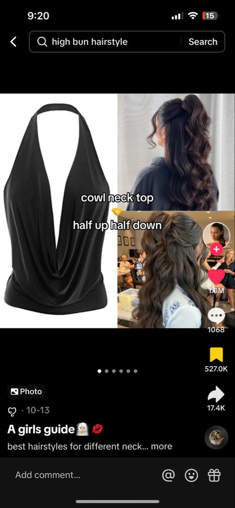 High Bun Hairstyles, High Bun, Cowl Neck Top, Girl Guides, Half Up Half Down, Half Up, Fashion Killa, Bun Hairstyles, Fitness Inspo