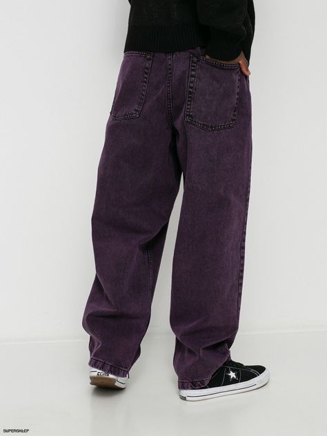 Dark Purple Jeans Outfit, Purple Baggy Jeans, Purple Jeans Outfit, Baggy Clothes Style, Baggy Jeans Outfit, Michael Afton, Dye Jeans, Purple Jeans, Cargo Pants Outfit