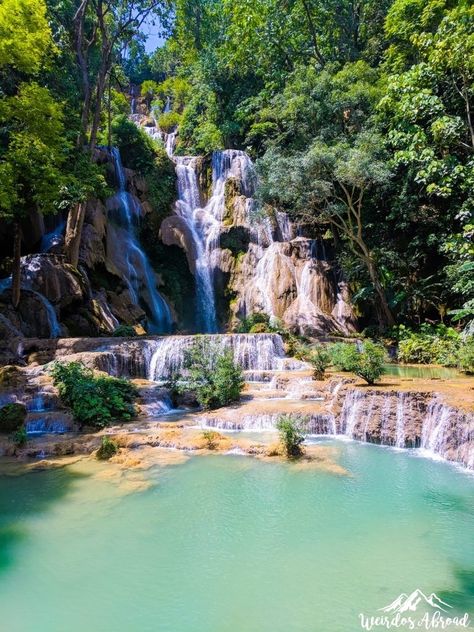 Kuang Si Waterfalls, one of my favorite place in the world! They re located in Laos DPR, in the northern part of country.   #laos #waterfalls #luangprabang #kuangsi French Colonial Architecture, Laos Country, Laos Travel, Mekong River, Vientiane, French Colonial, Luang Prabang, Colonial Architecture, Southeast Asian