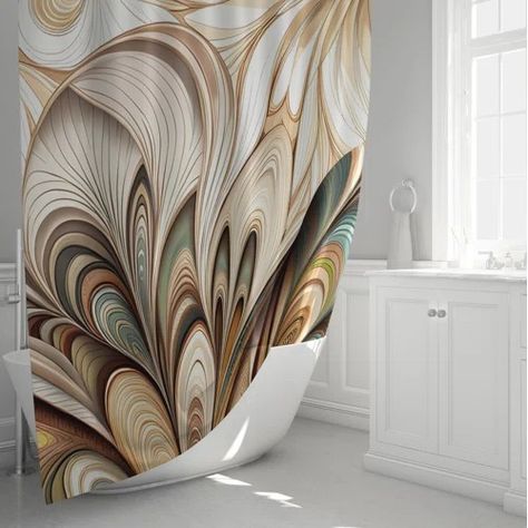 Bless international Yesmin Abstract Shower Curtain | Wayfair Cozy Cottage Kitchen, Ruffle Shower Curtains, Abstract Shower Curtain, Vinyl Liners, Cotton Shower Curtain, Unique Shower Curtain, Bathroom Accessory Set, Shower Liner, Fabric Shower Curtains