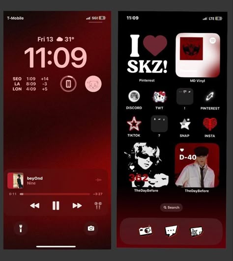 Red Phone Lockscreen, Red Lockscreen Ios 16, Iphone 12 Homescreen Layout, Red Wallpaper Iphone Ios 16, The Day Before Widget Ios, Iphone App Layout Red, Red And Black Ios 16 Homescreen, Red Iphone Layout Aesthetic, Ios 16 Home Screen Ideas Red And Black