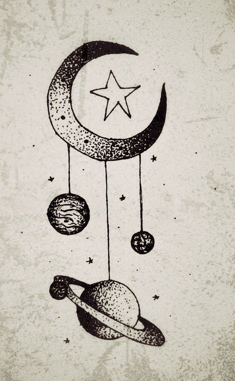 Moon And Planets Drawing, Saturn Painting Aesthetic, Saturn Tattoo With Stars, Saturn Sketch Drawings, Moon And Saturn Painting, Saturn Painting Easy, Saturn Aesthetic Drawing, How To Draw Saturn, Star And Moon Drawing