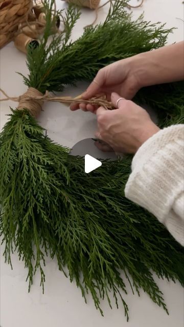 Kerry Kellett on Instagram: "A little throwback to last year‘s Christmas wreath. 
When life gives you giant conifers… make yourself a wreath 

#christmas #christmaswreath #wreath #wreathmaking #wreathsofinstagram #christmasdecor #christmasdecorations" Christmas Reef Centerpiece, Diy Real Wreath Christmas, Foam Christmas Wreaths Diy, How To Make A Fresh Christmas Wreath, Diy Modern Christmas Wreath, Christmas Bell Wreath, Christmas Door Wreaths Front Porches, Angel Wreaths Christmas, Diy Rustic Christmas Wreath