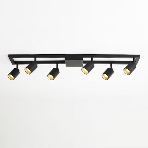 VidaLite Shura Square 34.5-in 6-Light Black dimmable Integrated Modern/Contemporary Track Bar in the Fixed Track Lighting Kits department at Lowes.com Modern Track Lighting, Track Lighting Kits, Led Track Lighting, Track Light, Gold Interior, Spot Light, Black Bedding, Lighting Store, Track Lighting