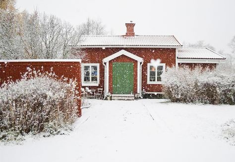 my scandinavian home: A Charming Festive Swedish Cottage In Winter Time Cozy Swedish Cottage, Small Swedish Cottage, Gustavian Christmas Swedish Style, Swedish Cottage Interior, Cottage In Winter, Swedish Village, Swedish Red Cottage, First Sunday Of Advent, Scandinavian Cottage