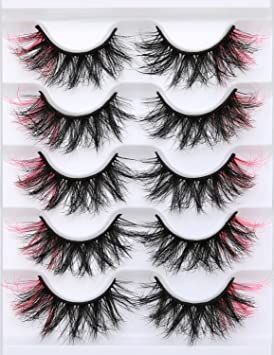 False Lashes with Color Faux Mink Eyelashes Wispies Fluffy Colored Lashes Dramatic Strip Lashes Pack (Pink) Lashes With Red, Lashes With Color, Lashes Dramatic, Lashes Pack, Colored Lashes, Red Liquid Lipstick, Dramatic Lashes, Strip Eyelashes, Wispy Lashes