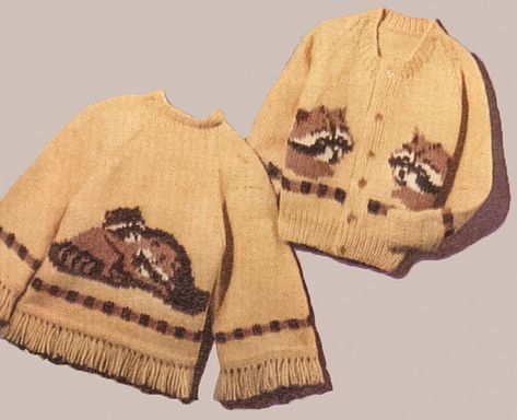 Raccoon Cardigan Pattern Knit Raccoon Pattern, Native Knitting Patterns, 2023 Knitting Patterns, Knit Bird Hat, Animal Sweater Knitting Pattern, Diy Knitted Cardigan, Novelty Knitting Patterns, Colorful Knitting Patterns, Totoro Sweater Knitting Pattern