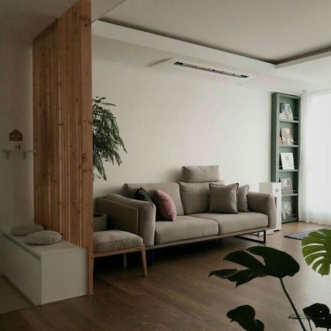 Korean Living Room, Living Room And Dining Room Decor, Wall Decoration Ideas, Living Room Partition, Living Room Partition Design, Room Partition Designs, 아파트 인테리어, Room Partition, Apartment Interior