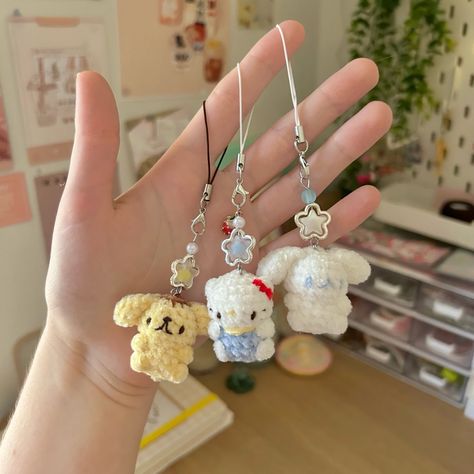 @minibunnz on instagram Free Crochet Bookmark Patterns, Free Crochet Bookmark, Sanrio Charms, A Stack Of Books, Crochet Bookmark Pattern, Crochet Bookmark, Crochet Keychain Pattern, Crochet Business, Crochet Design Pattern