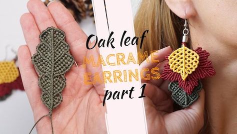 Layered Micro Macrame Leaf Earrings Tutorials | Wear Altogether or Separately! / The Beading Gem Autumn Macrame, Macrame Earrings Tutorial, Macrame Leaves, Macrame Leaf, Tutorial Macramé, Crochet Necklace Pattern, Macrame Plant Hanger Tutorial, Macrame Bracelet Patterns, Leaves Earrings