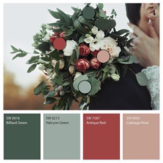 Cabbage Rose Paint, Rose Paint Color, Sherwin Williams Paint Colors Green, Halcyon Green, Billiard Green, Fall Paint Colors, Red Paint Colors, Dark Paint Colors, Paint Color Inspiration