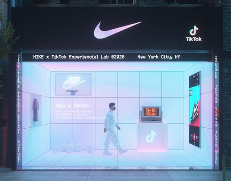 Nike Booth Design, Nike Store Display, Nike Display Design, Nike Interior Design, Stand Nike, Nike Window Display, Nike Store Design, Pop Up Store Concept, Nike Exhibition