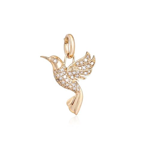 14K Diamond Bird Charm -14K Solid Gold  -G-H Color, SI1 Diamonds -0.27 ctw - Diamonds -0.33 ctw - Blue Sapphire -0.32 ctw - Pink Sapphire -16mm x 17mm with a 7mm bale -Each item comes beautifully in our signature bow jewelry box -Made with love in NYC♡ 💎 Looking for an engagement ring? 💍 Check out our NEW Etsy Shop https://www.etsy.com/shop/NolitaBridal Gold Hummingbird, Hummingbird Necklace, Gold G, Humming Bird, Bird Charm, Bird Necklace, Bow Jewelry, Mini Charm, Jewelry Black