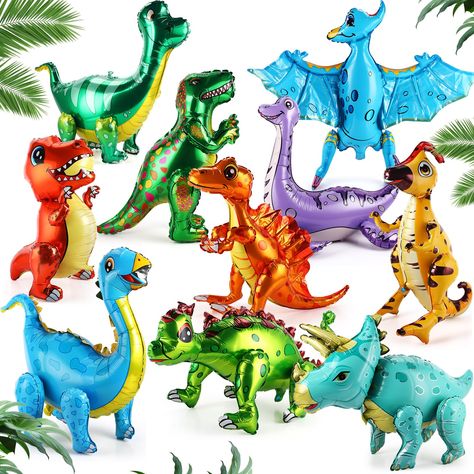 PRICES MAY VARY. Rich Packaging: the package contains 10 different styles of dinosaur foil balloons, each is vivid and attractive, the abundant styles and colors to meet your needs, suitable for dinosaur party supplies Reliable Material: dinosaur balloons are made of aluminium foil, reusable and can last a long time, dinosaur shaped balloons feature a convenient design that is easy to use, can be filled with air or helium, and have a flat inflation port that can automatically seal when inflated Jungle Theme Party, Dinosaur Birthday Decorations, Dinosaur Party Supplies, Dinosaur Balloons, Balloon Toys, Jungle Theme Parties, Kids Birthday Party Decoration, 1st Birthday Party Decorations, Aluminium Foil