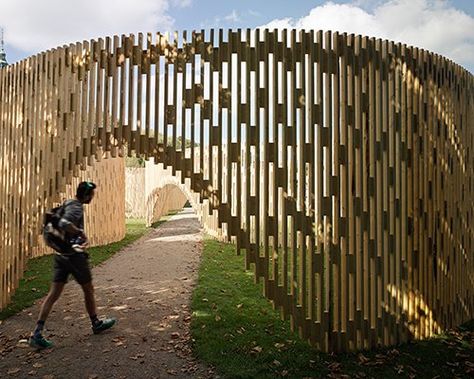 Temporary Pavilion, Temporary Architecture, Wood Fence Design, Pavilion Architecture, Wood Architecture, Wooden Structure, Fence Design, Sustainable Architecture, Architecture Photo