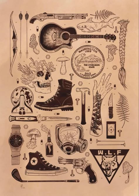 Traditional Tattoo Wall Art, Tlou Tattoo, Apocalypse Tattoo, Watercolor Black And White, Tattoo Wall Art, Sketch Poster, Last Of Us Part 2, Flash Sheet, 1 Tattoo