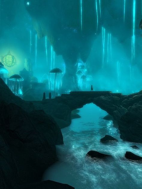 Black Reach Skyrim, Underdark Concept Art, Blackreach Skyrim, Skyrim Blackreach, Underground Dwarven City, Underground City Fantasy Art, Underdark Art, Underdark City, Dnd Underdark