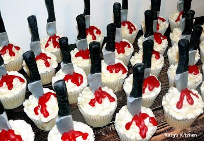 Katy's Kitchen: Bloody Knife Cupcakes Knife Cupcakes, Cedar Rapids Iowa, Modeling Chocolate, Cedar Rapids, Mini Cupcakes, Custom Cakes, Cake Pops, Iowa, Bridal Shower