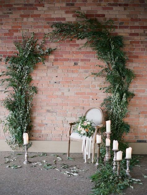 // bridal shower Unique Ceremony Backdrop Outdoor, Studio Elopement, Strange Wedding, Event Building, Photowall Ideas, Ceremony Florals, Warehouse Space, Wedding Boards, Industrial Chic Decor