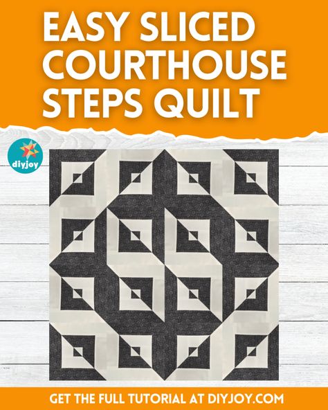 Easy Sliced Courthouse Steps Quilt Block Tutorial Courthouse Quilt Pattern, Courthouse Steps Quilt Block, Courthouse Steps Quilt Pattern, Fall Hanging Baskets, Courthouse Steps Quilt, Disappearing Blocks, Missouri Star Quilt Tutorials, Charity Quilts, Diy Dish