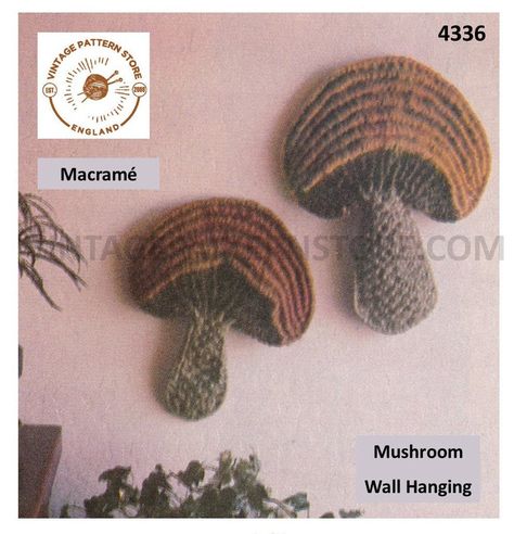 70s vintage macrame art toadstool mushroom wall hanging pdf macrame pattern see details for sizes Instant PDF Download 4336 Macrame Mushroom Wall Hanging, Macrame Mushroom Tutorial, Macrame People, Macrame Mushroom, Mushroom Wall Hanging, Mushroom Amanita, Vintage Macrame Patterns, Macrame Creations, Macrame Inspiration