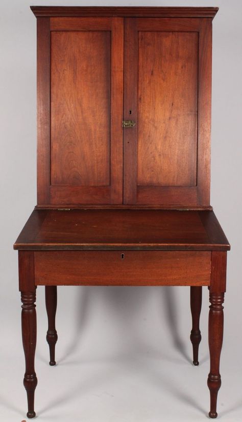 Lot 94: East TN Walnut Desk, African American history Creole Interior, Blind Door, Early American Furniture, Southern Furniture, Walnut Desk, Bookcase Desk, Colonial Furniture, Interior Shelves, Secretary Desk