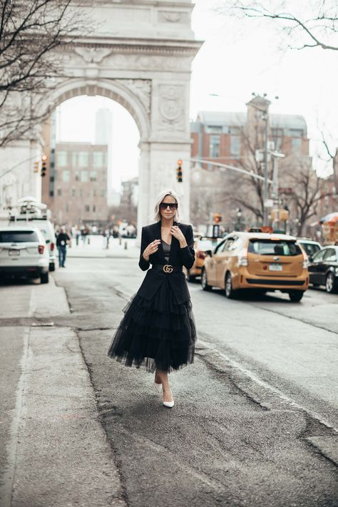 How to Style a Tulle Skirt Tutu Long Skirt Outfits, Black Tulle Skirt Photoshoot, Tulle Midi Skirt Outfit Winter, Tulle Skirt Outfit 2023, Tulle Long Skirt Outfit, Tiered Tulle Skirt Outfit, What To Wear With A Tulle Skirt, Navy Tulle Skirt Outfit, Tulle Skirt Winter Outfit