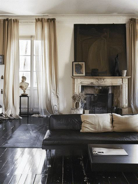 17 Beautiful Black Living Room Floor Ideas Black Rug On Dark Wood Floor, Living Room With Black Rug Ideas, Black Floor Wall Color Ideas, Rooms With Black Floors, Living Room Dark Hardwood Floors, Espresso Floors Living Room, Black Stained Wood Floors, Spanish Tile Floor Living Room, Dark Living Room Floors