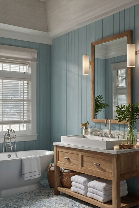 Dive into the soothing ambiance of Oceanside (AF-460) with mysterious blues to create a deep and relaxing atmosphere in your bathroom. Explore daily interior designer routines! #Ad #homedecor #homedesign #bathroom #Painthome interiorarchitecture best Wall Colors for Bathroom Colors
Bright Room Colors
best colors combinations bathroom
bathroom Remodeling
Modern Paint Colors
2024 Blue Wall Bathroom, Blue And Beige Bathroom, Blue Walls Bathroom, Blue And Brown Bathroom, Paint Colors 2024, Bright Room Colors, Blue Bathroom Walls, Light Blue Bathroom, Best Wall Colors