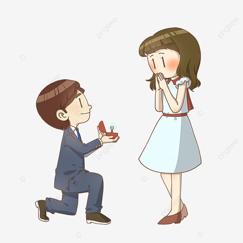 Cute Couple Proposal, Propose Drawing Art, Propose Day Images Cartoon, Marriage Proposal Aesthetic, Propose Day Pic, Love Proposal Images, Engagement Cartoon, Proposal Drawing, Couple Propose