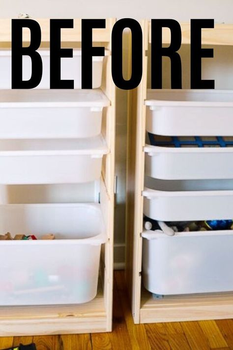 Ikea Toy Storage Trofast, Ikea Hacks Toy Storage, Trofast With Shelves, Ikea Hack Toy Storage, Trofast Storage Hack, Trofast Wall Storage Hack, Trofast Craft Storage, Diy Ikea Trofast Storage, Ikea Barbie Storage