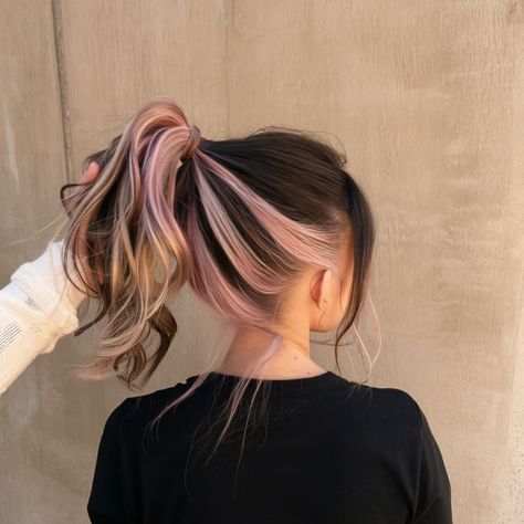 Top Peekaboo Hair Color Ideas for 2025: Latest Trends and Styles Pink Hair Streaks On Brown Hair, Dark Brown With Pink Underneath, Vibrant Hair Color Peekaboo, Colored Hair Peekaboo, Dark Brown And Pink Hair Peekaboo Highlights, Blonde And Pink Underneath Hair, Chunky Underlights, Copper With Blonde Peekaboo, Colorful Peekaboo Hair