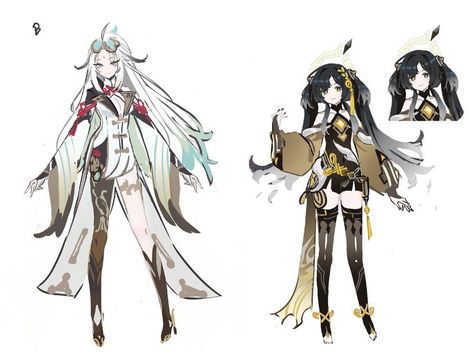 Genshin Impact Characters Design, Cyberpunk Outfit Art Anime, Vtuber Name Ideas, Liyue Oc, Genshin Beta Designs, Genshin Impact Oc Liyue, Melusine Genshin, Genshin Concept Art, Genshin Ocs