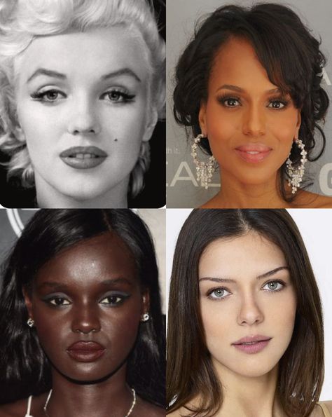 marilyn monroe, kerry washington, duckie thot, adrianne curry Romantic Face Shape, Dramatic Ingenue Style, Dramatic Ingenue Essence, Ingenue Face, Romantic Ingenue Style, Ingenue Romantic, Ingenue Style, Ingenue Essence, Dramatic Essence