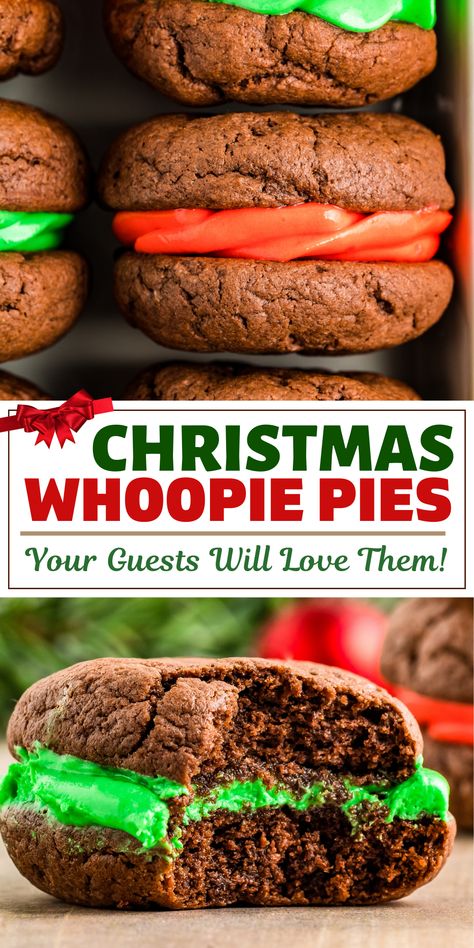 Woopie Cookies Christmas, Whoppie Pies Christmas, Cake Mix Whoopie Pie Recipe, Whoopie Pies Christmas, Whoopi Pies Recipe, Peach Whoopie Pies, Christmas Whoopie Pies, Amish Whoopie Pie Recipe, Easy Whoopie Pies Cake Mixes