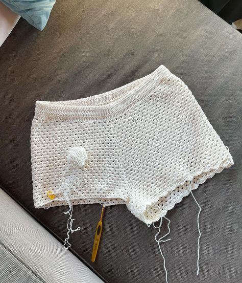 Made these last year but wasn’t completely happy with the fit so now I’m redoing the waistband and legs🌞🌞 #crochet #summercrochet #crochetshorts #crochetersofinstagram #crochetsummer Cute Things To Knit, Crochet Beginner Projects, Crochet Waistband, Crochet Bottoms, Crochet Pants, Crocheting Ideas, Crochet Clothing And Accessories, Crochet Shorts, Crochet Things